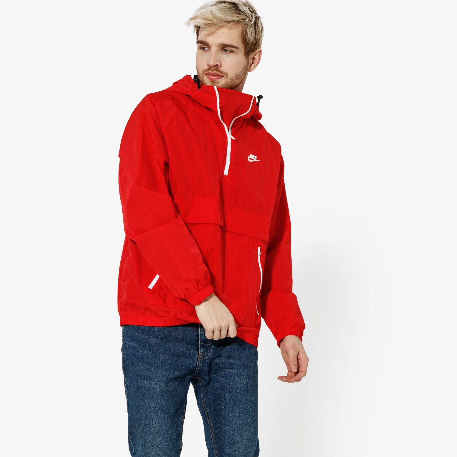 Přechodná bunda pánská (podzimní, jarní) NIKE BUNDA M NSW JKT HD WVN ANRK SPORTSWEAR AR2212-657 ČERVENÁ