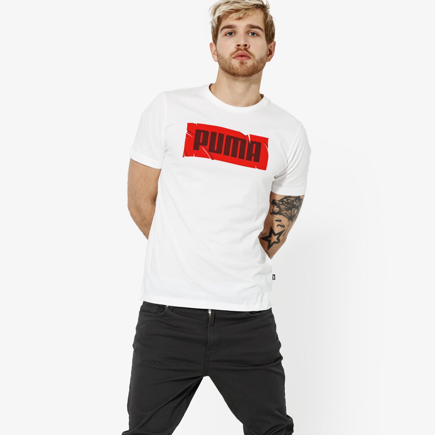 pánské tričko PUMA TRIČKO SS WORDING TEE GRAPHIC 85407202 BÍLÁ