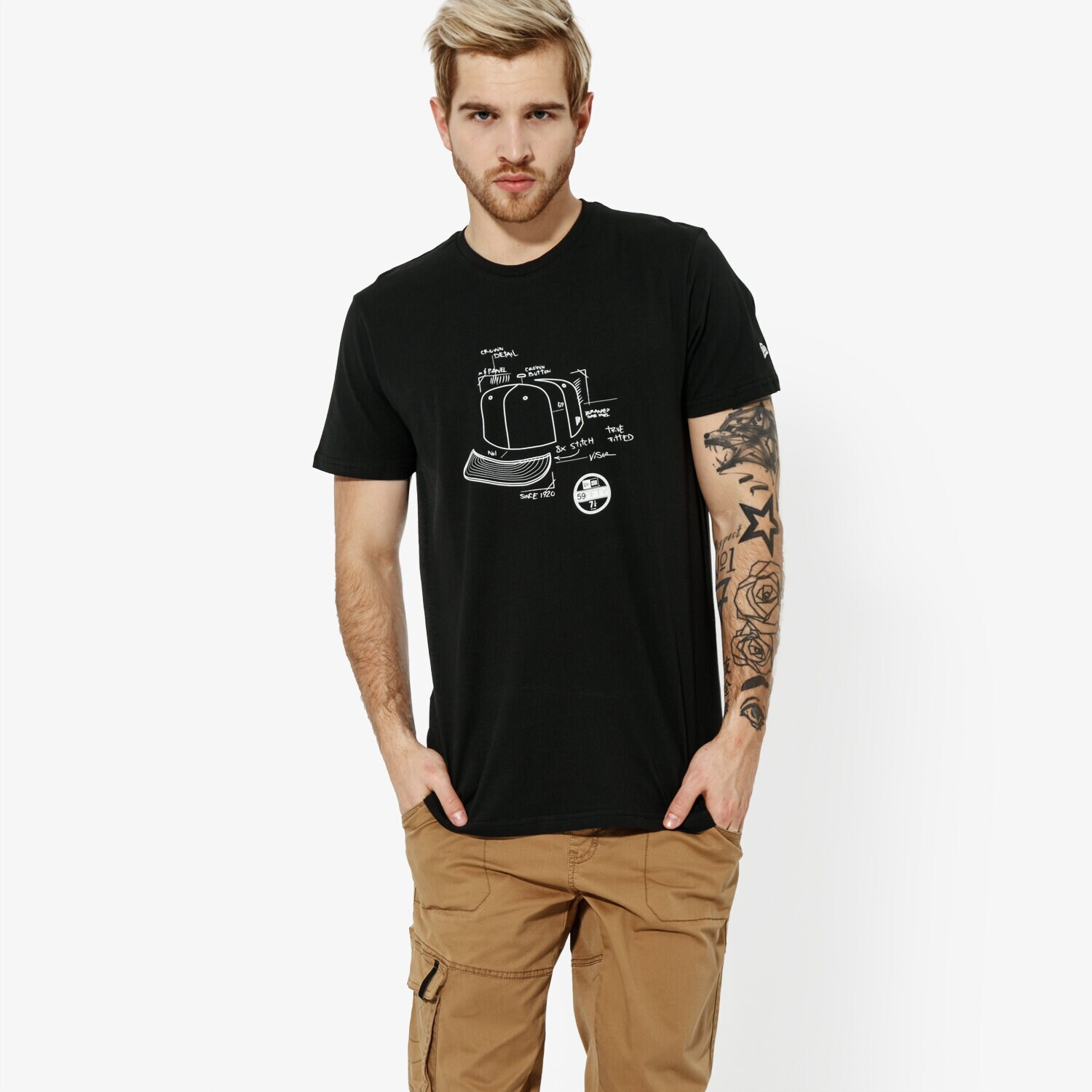 pánské tričko NEW ERA TRIČKO SS GEO CAP TEE NEWERA BLK 11914643 ČERNÁ