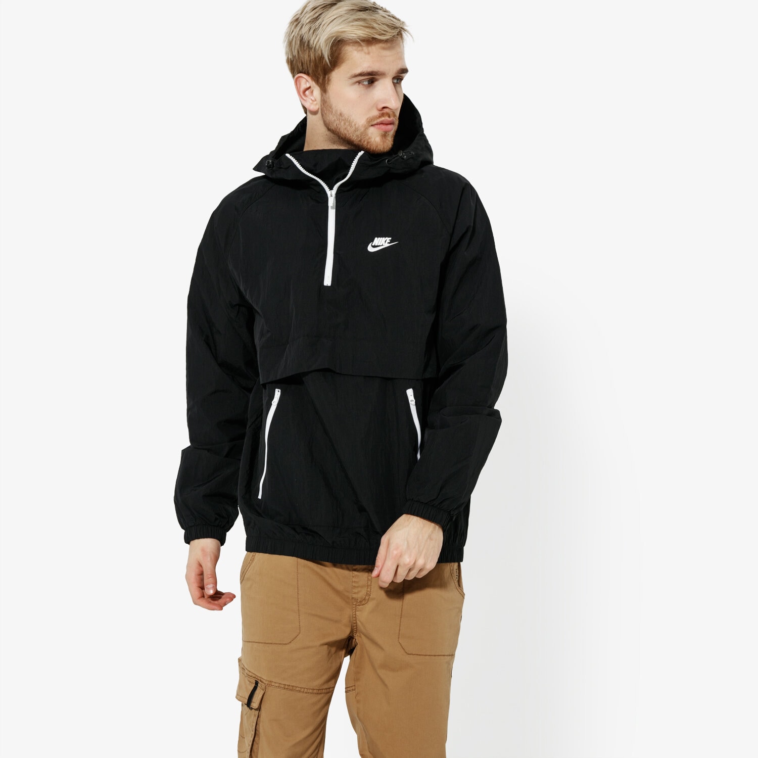 Přechodná bunda pánská (podzimní, jarní) NIKE BUNDA M NSW JKT HD WVN ANRK SPORTSWEAR AR2212-010 ČERNÁ