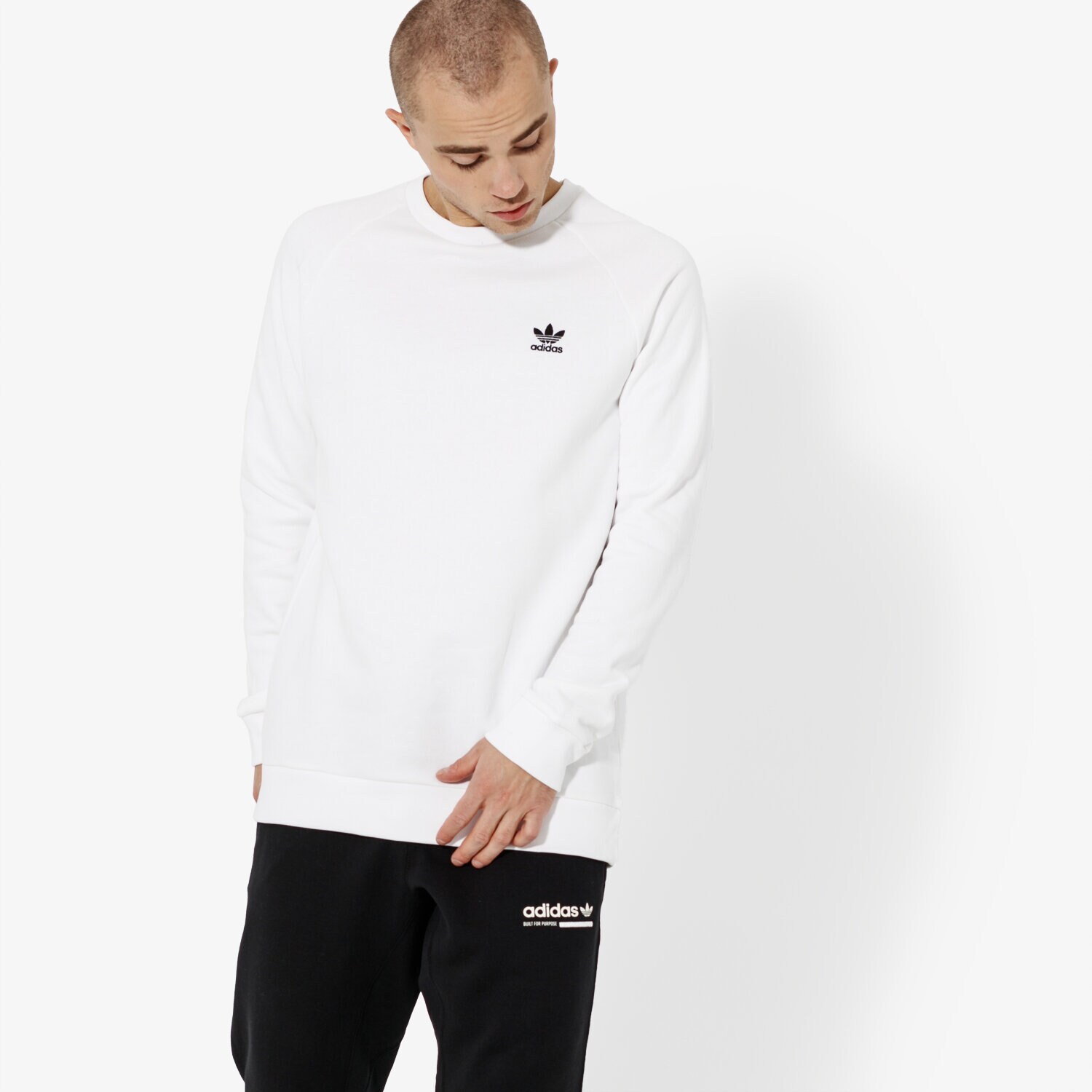 pánská mikina ADIDAS MIKINA ESSENTIAL CREW ADICOLOR DV1599 BÍLÁ