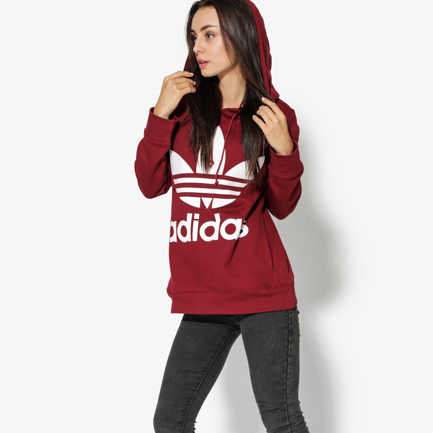 dámská mikina ADIDAS MIKINA TREFOIL HOODIE CE2409 BORDOVÁ