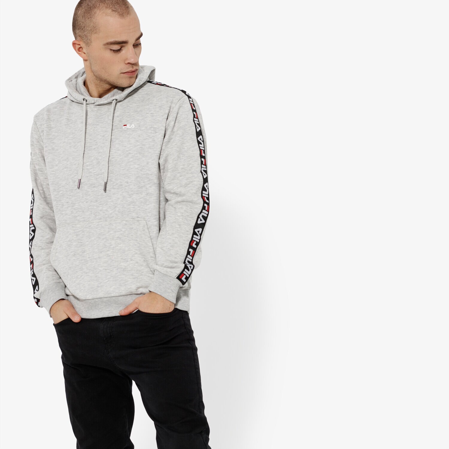 pánská mikina FILA MIKINA DAVID TAPE HOODIE 687023B13 ŠEDÁ