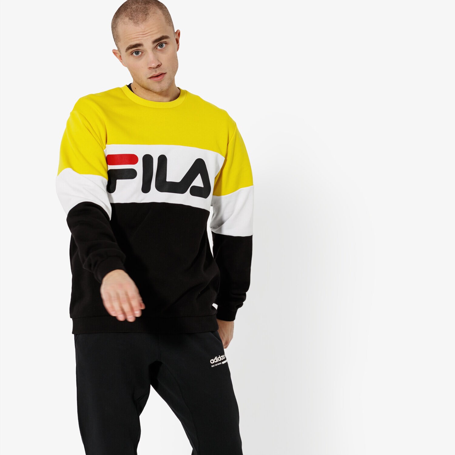 pánská mikina FILA MIKINA STRAIGHT BLOCKED CREW SWEAT 681255A063 ČERNÁ