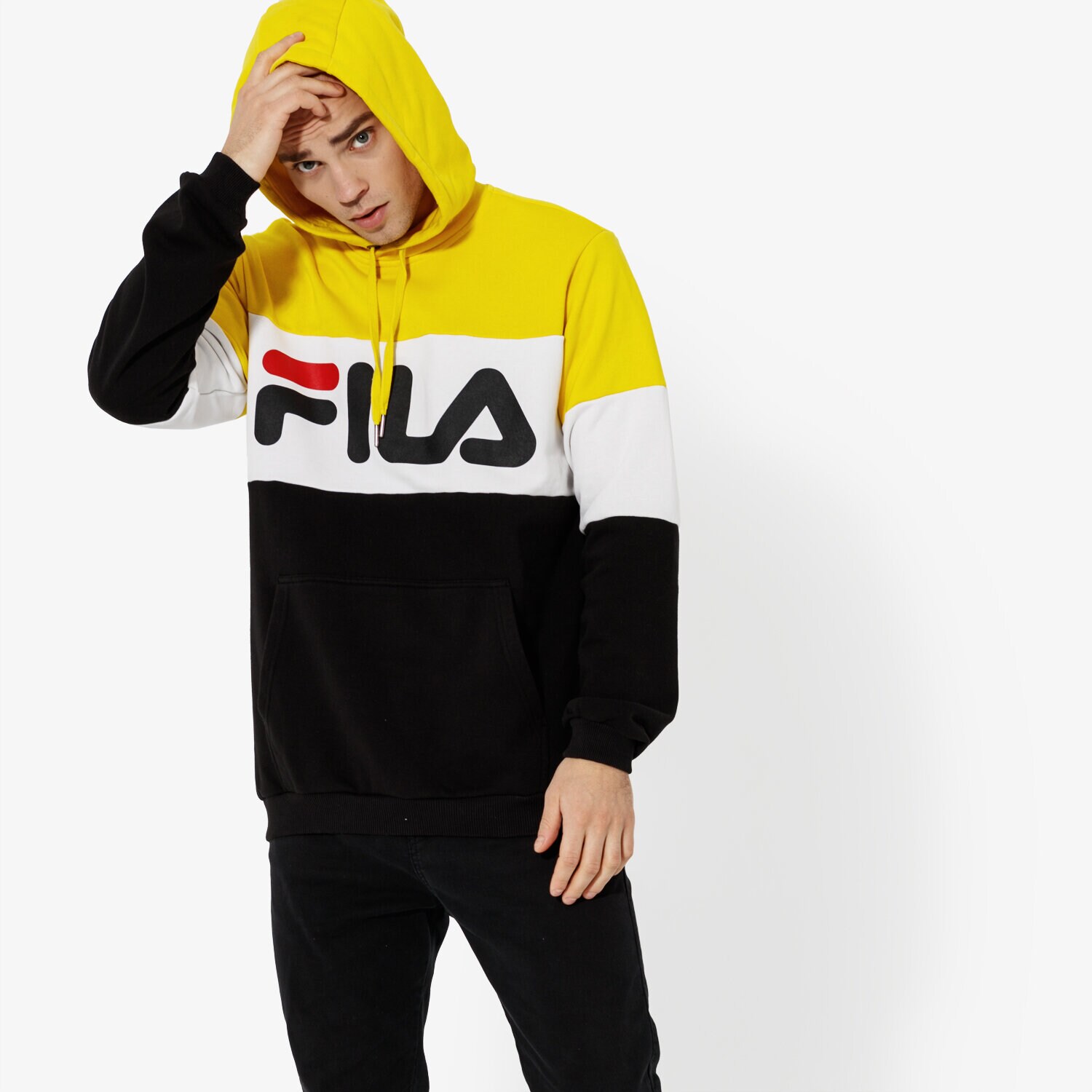 pánská mikina FILA MIKINA NIGHT BLOCKED HOODIE 687001A063 ČERNÁ
