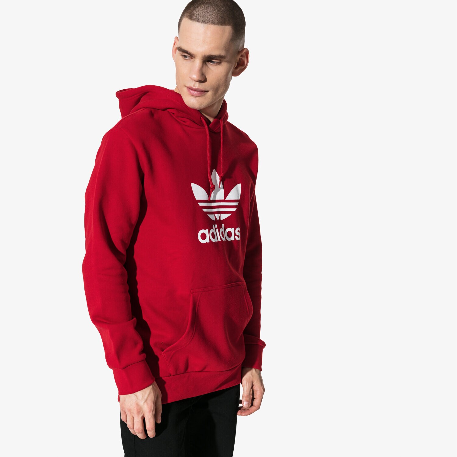 pánská mikina ADIDAS MIKINA TREFOIL HOODIE ADICOLOR DX3614 ČERVENÁ
