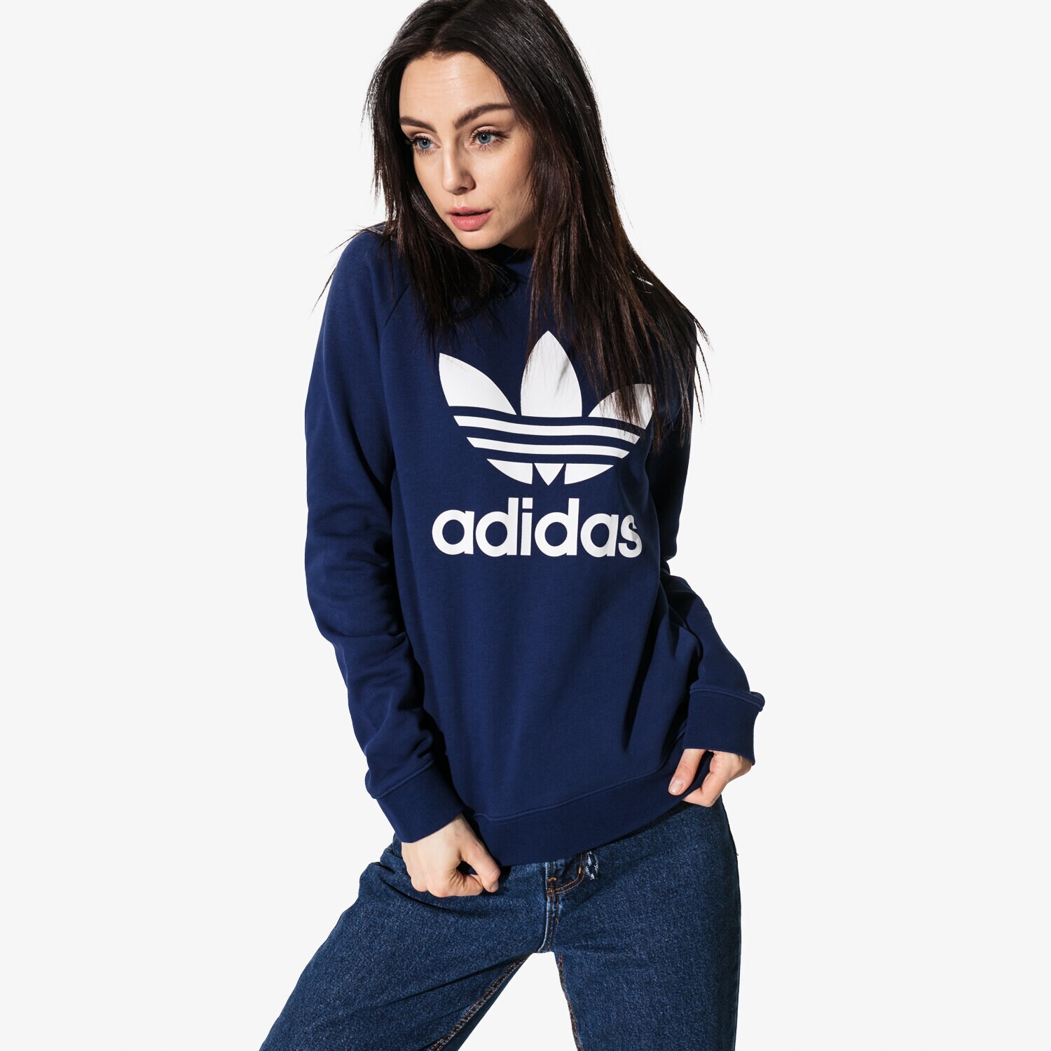 dámská mikina ADIDAS MIKINA TRF CREW SWEAT ADICOLOR DV2625 TMAVOMODRÁ
