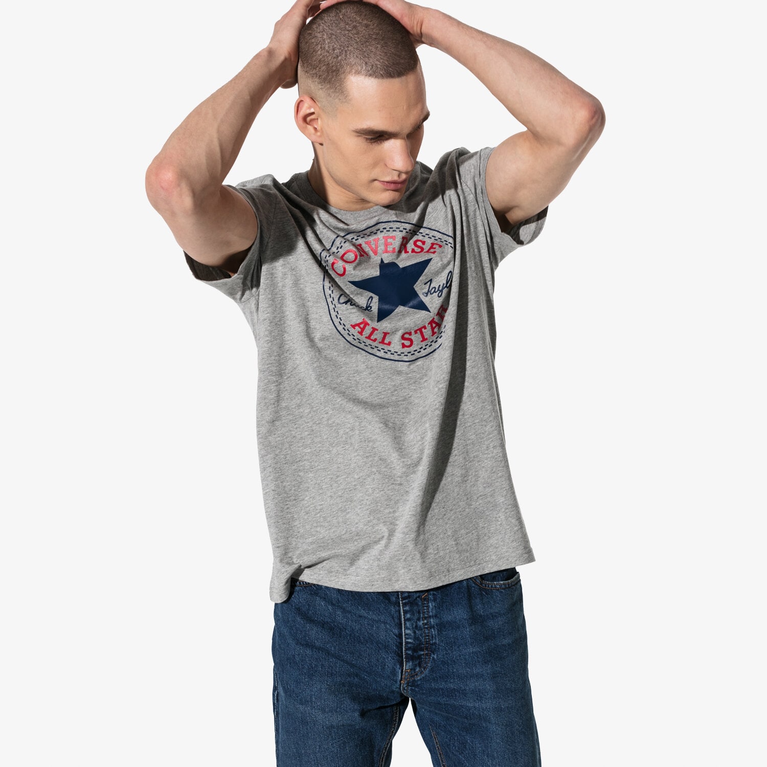 pánské tričko CONVERSE TRIČKO SS CHUCK PATCH TEE 10007887-A03 ŠEDÁ