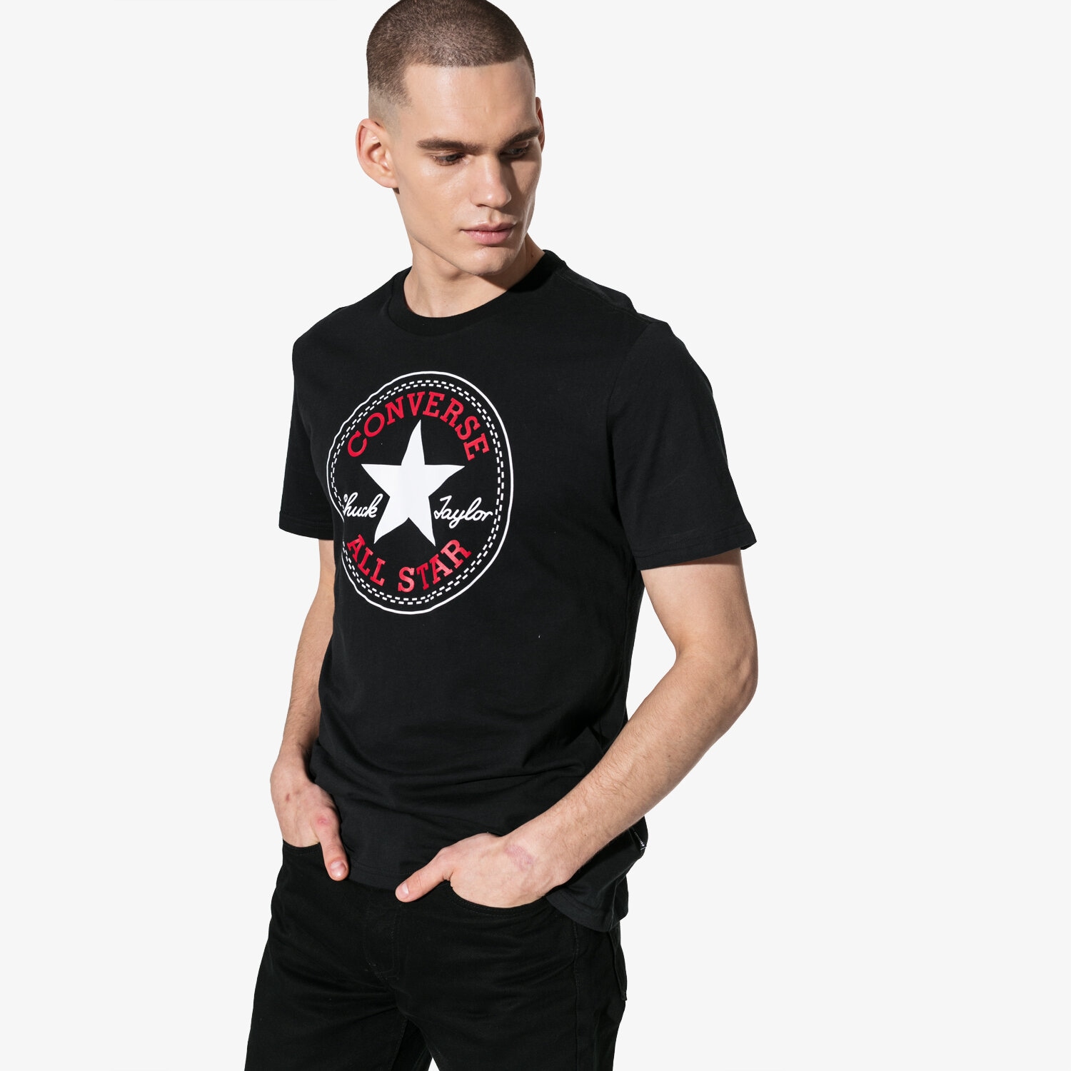 pánské tričko CONVERSE TRIČKO SS CHUCK PATCH TEE 10007887-A01 ČERNÁ
