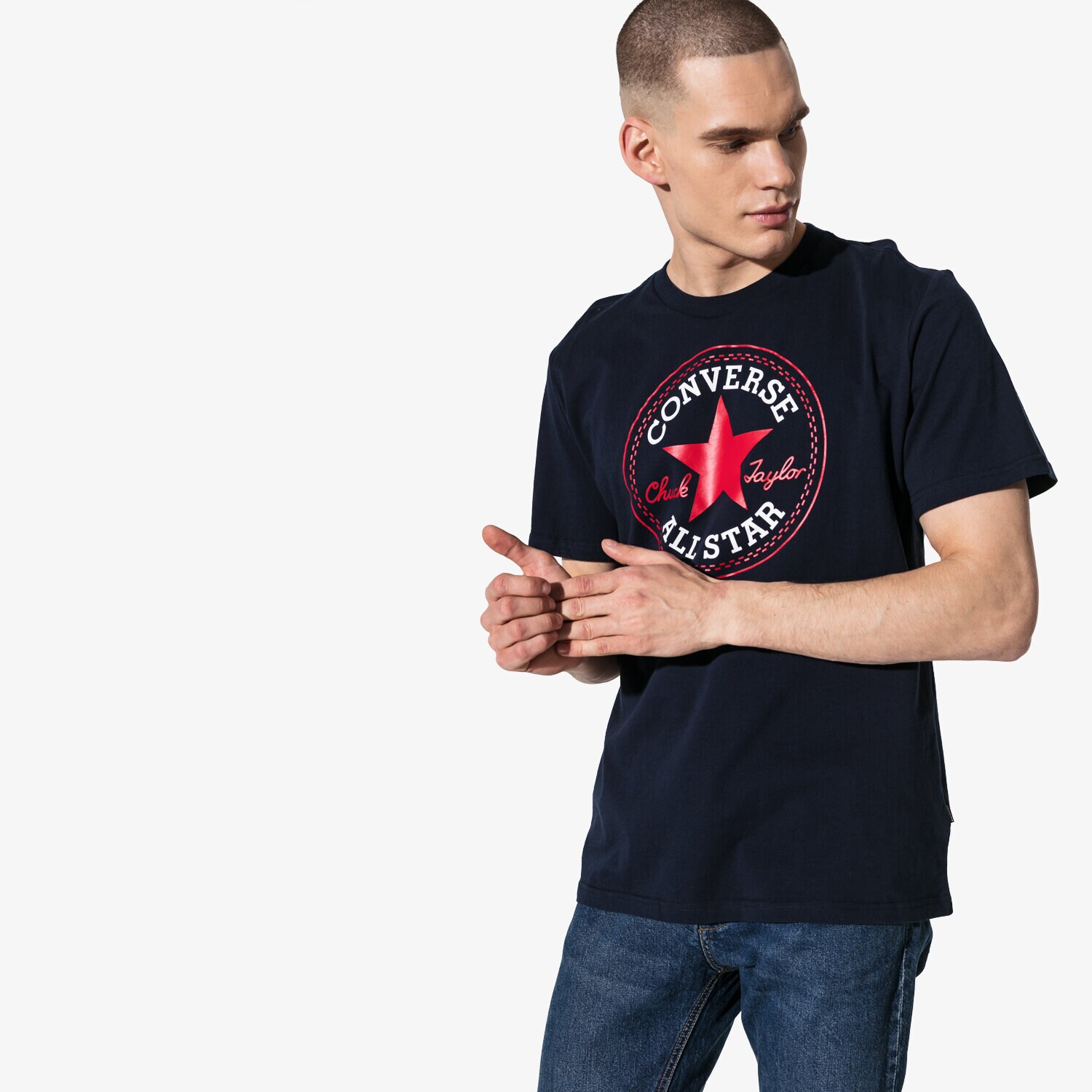 pánské tričko CONVERSE TRIČKO SS CHUCK PATCH TEE 10007887-A02 TMAVOMODRÁ