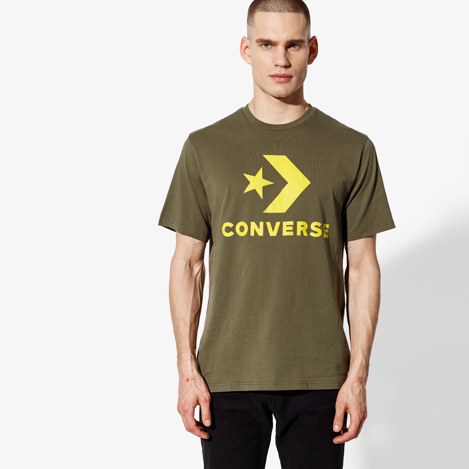 pánské tričko CONVERSE TRIČKO SS STAR CHEVRON TEE 10007888-A09 KHAKI