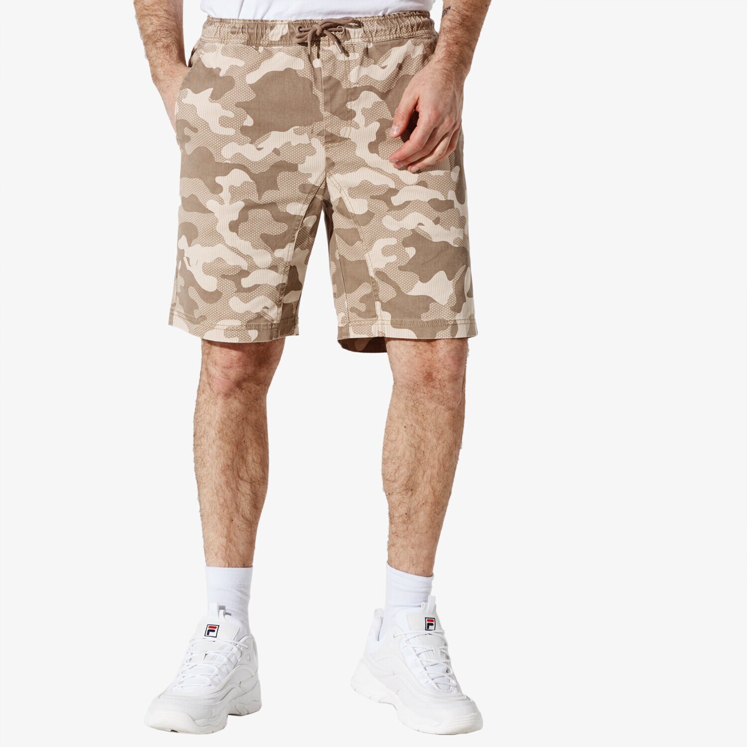 pánské kraťasy CONFRONT ŠORTKY  CAMO SHORTS CF19SZM07002 BÉŽOVÁ