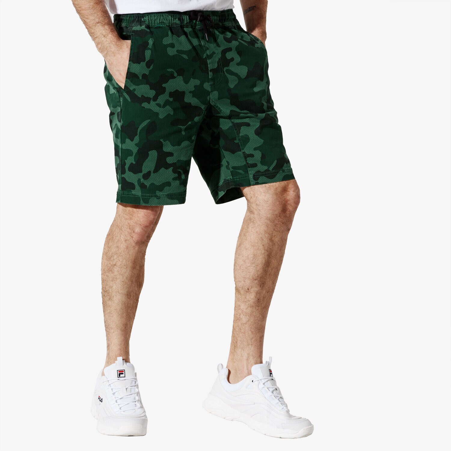 pánské kraťasy CONFRONT ŠORTKY  CAMO SHORTS CF19SZM07003 ŽLUTÁ