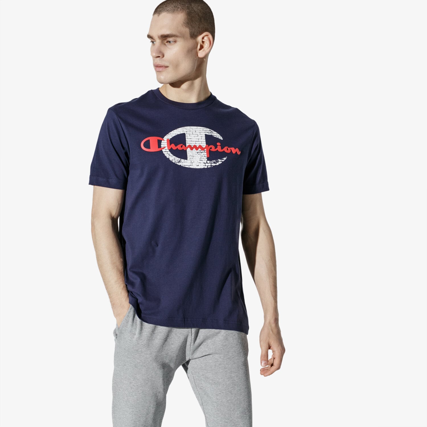 pánské tričko CHAMPION TRIČKO SS BIG LOGO TRIČKO CHZ191186-2192 TMAVOMODRÁ