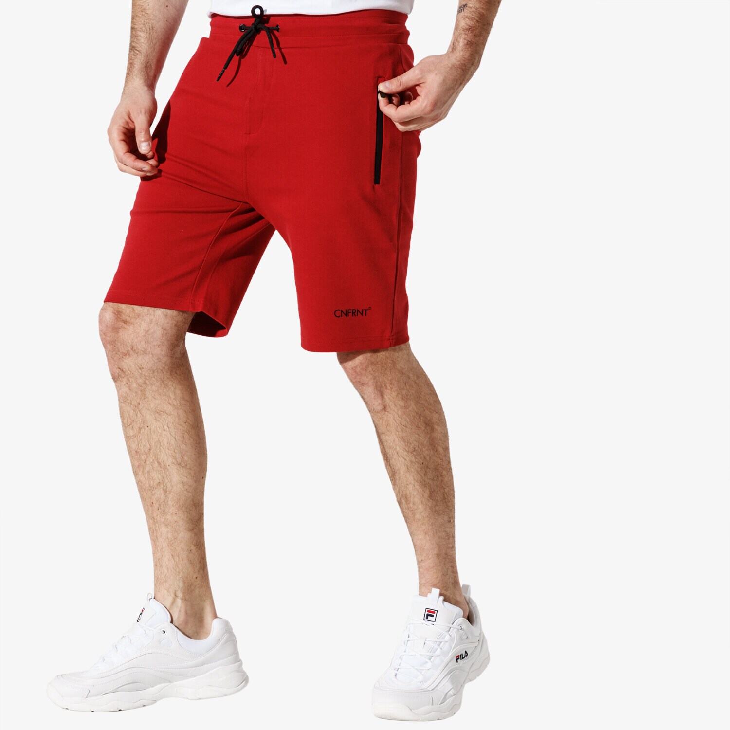 pánské kraťasy CONFRONT ŠORTKY  CNF ELASTIC SHORTS CF19SZM33001 ČERVENÁ