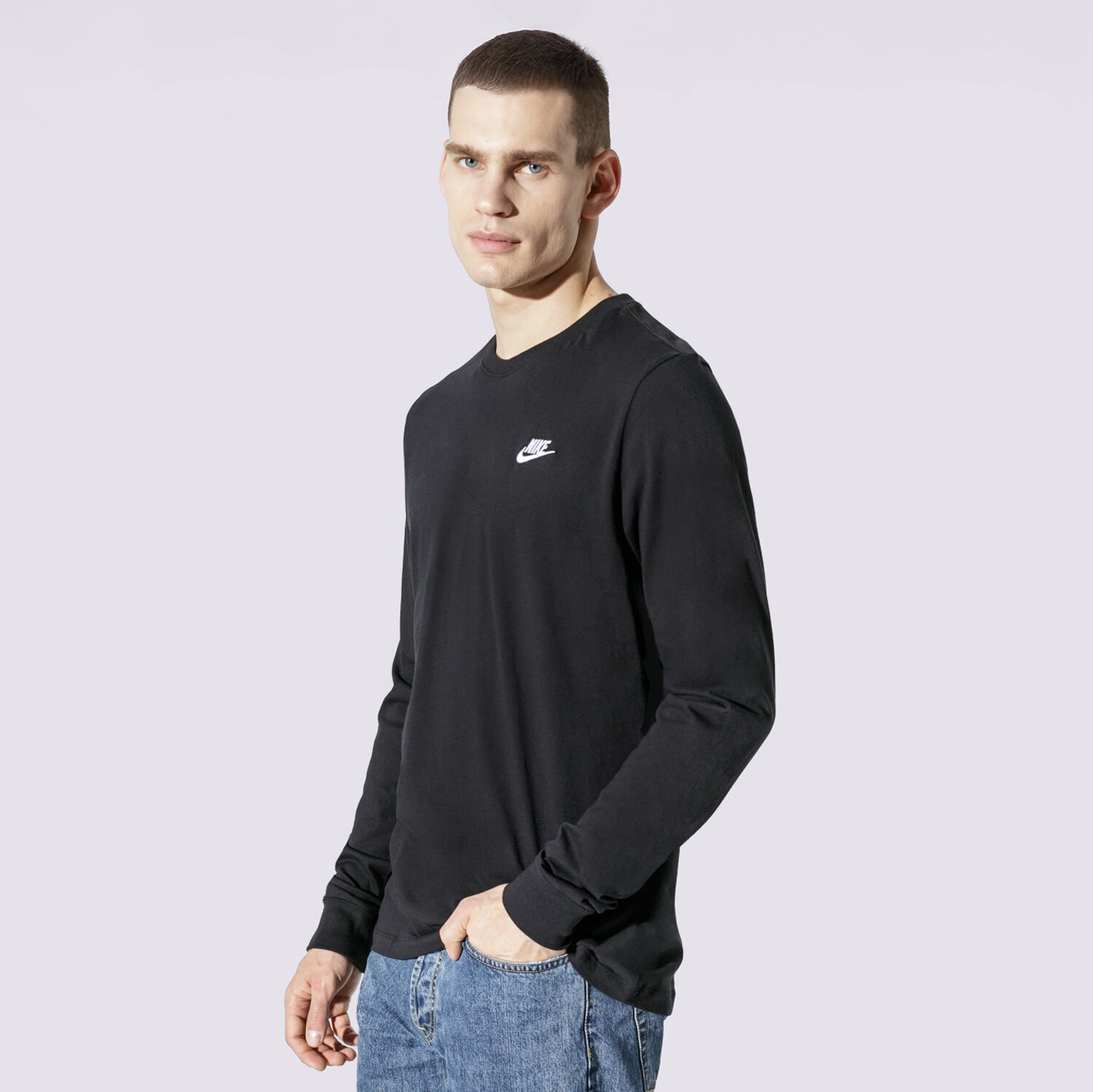 pánské tričko NIKE TRIČKO NSW CLUB LONG-SLEEVE TEE AR5193-010 ČERNÁ