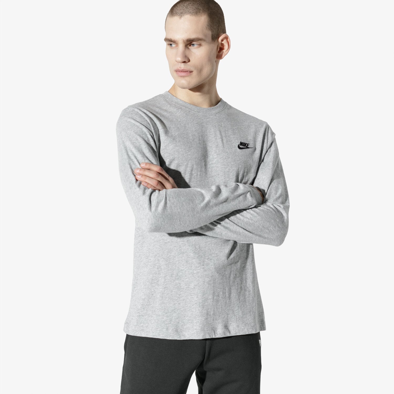 pánské tričko NIKE TRIČKO NSW CLUB LONG-SLEEVE TEE AR5193-063 ŠEDÁ