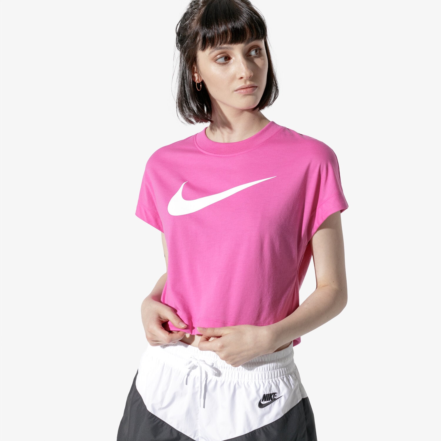 dámský top NIKE TOP W NSW SWSH TOP CROP SS AR3064-623 RŮŽOVÁ