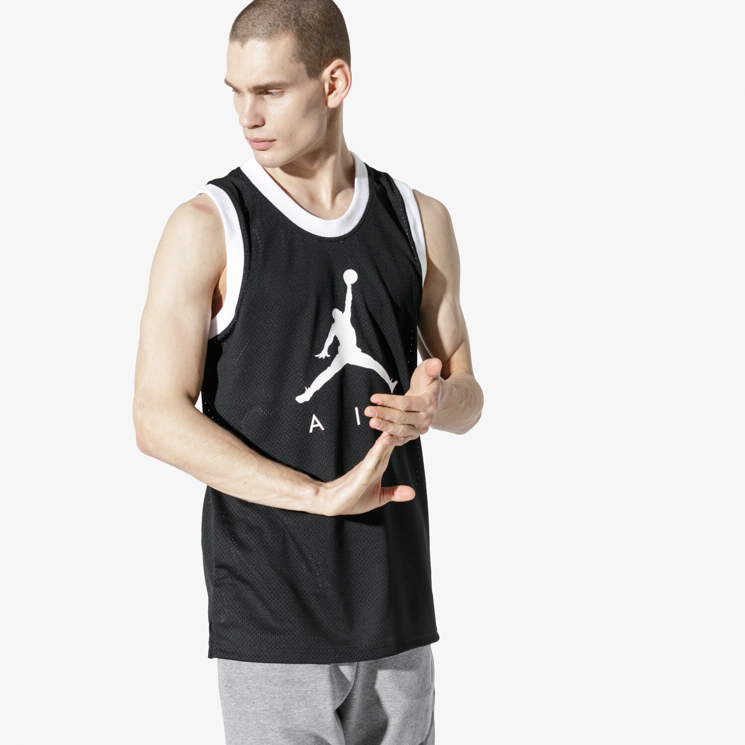 pánská košile JORDAN TOP JUMPMAN AIR MESH JERSEY AR0026-010 ČERNÁ