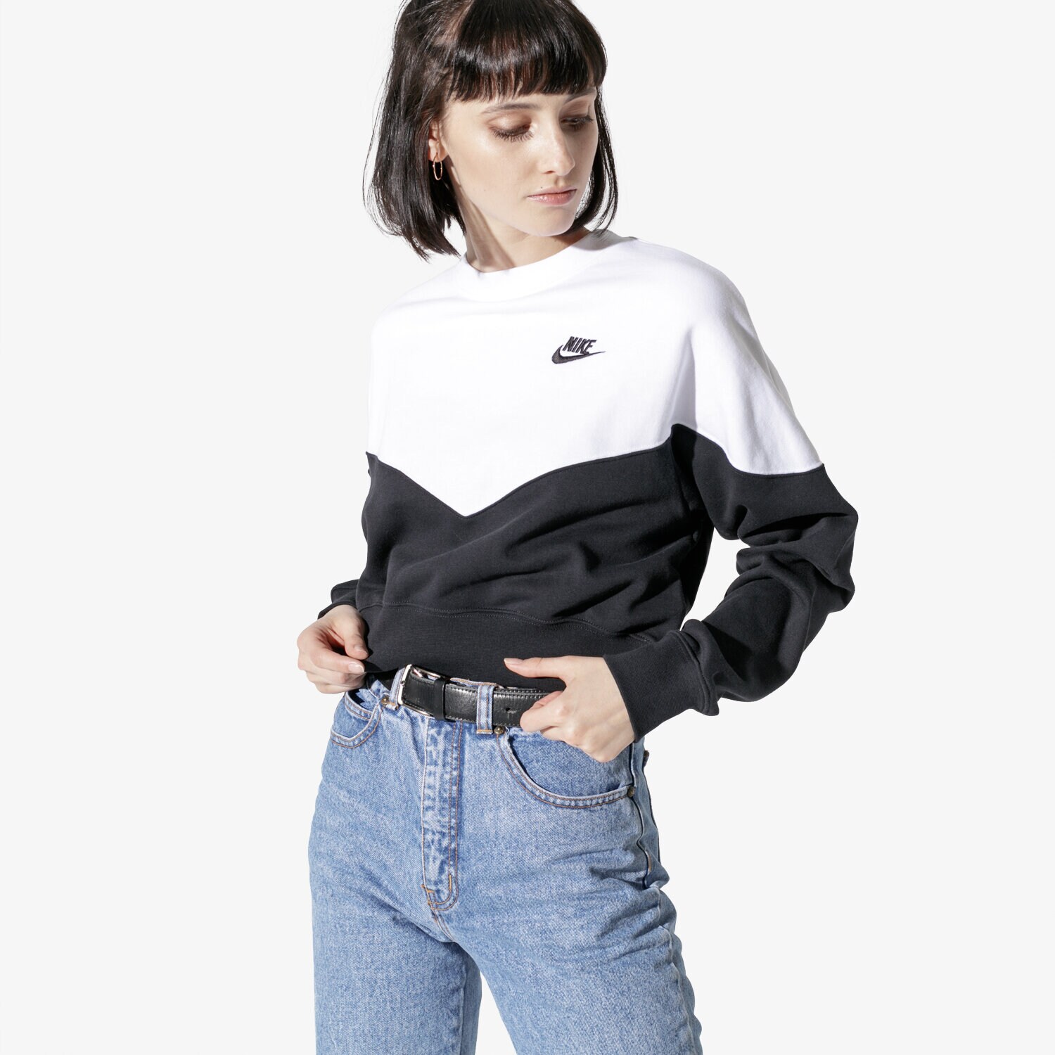 dámská mikina NIKE MIKINA W NSW HRTG CREW FLC AR2505-010 ČERNÁ