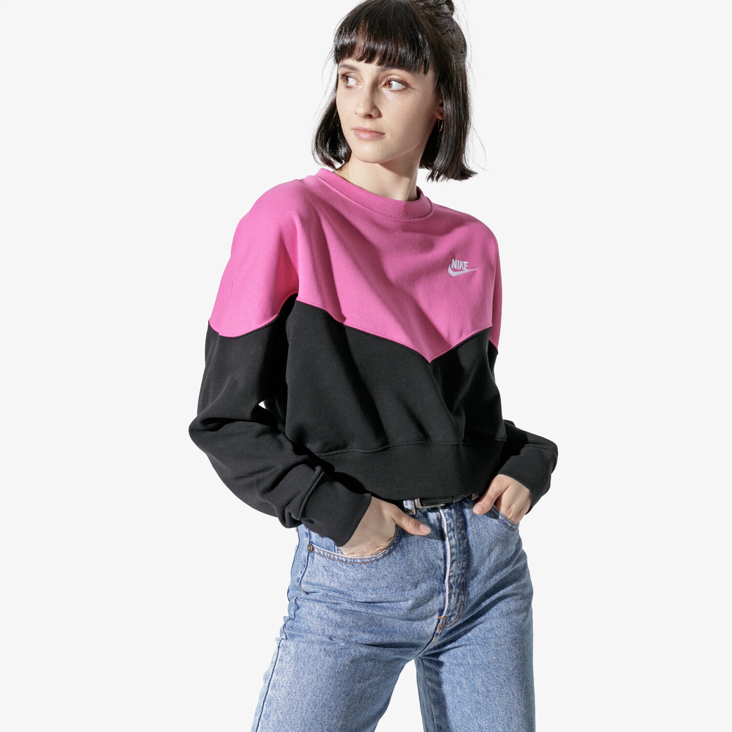 dámská mikina NIKE MIKINA W NSW HRTG CREW FLC AR2505-011 RŮŽOVÁ