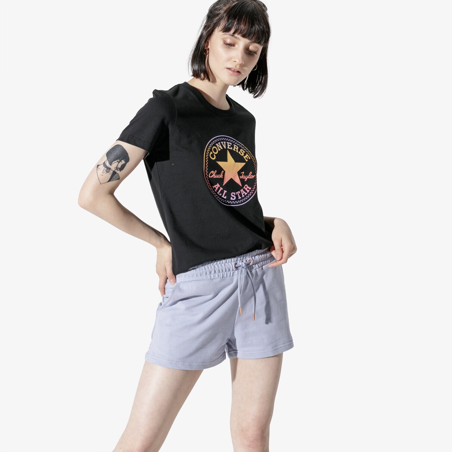 dámské tričko CONVERSE TRIČKO SS CONVERSE OMBRE CP CREW TEE 10017088-A02 ČERNÁ