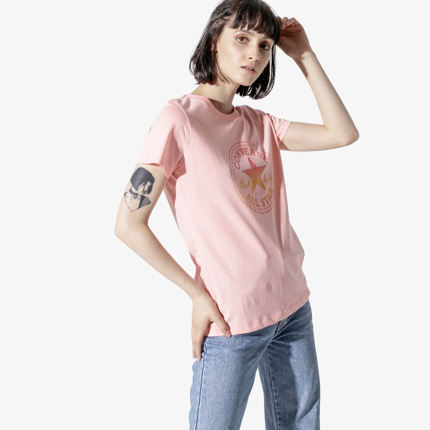 dámské tričko CONVERSE TRIČKO SS CONVERSE OMBRE CP CREW TEE 10017088-A03 RŮŽOVÁ