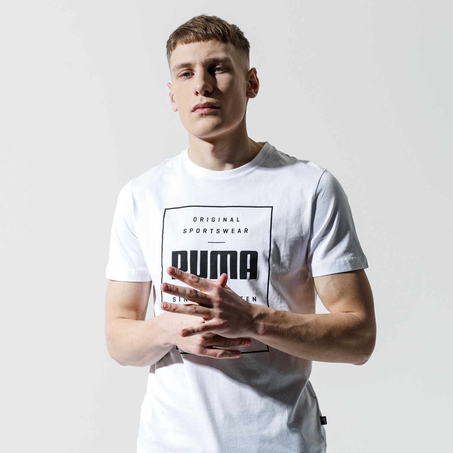 pánské tričko PUMA TRIČKO SS BOX PUMA 85407602 BÍLÁ