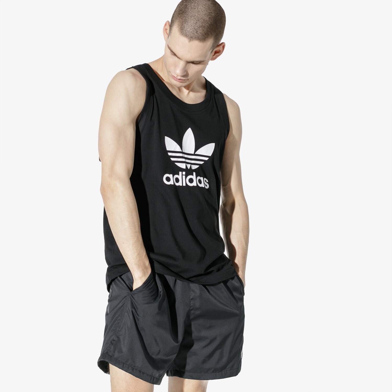 pánská košile ADIDAS TOP TREFOIL TOP BLK DV1509 ČERNÁ