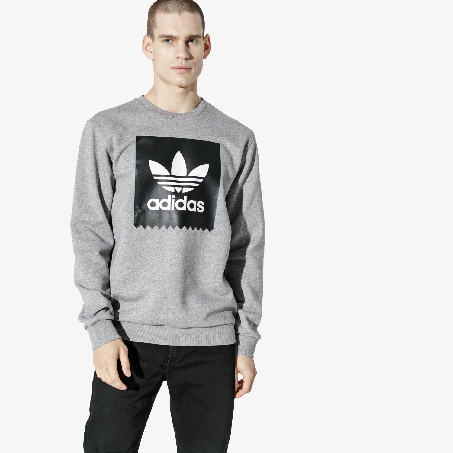 pánská mikina ADIDAS MIKINA BB CREWNECK DU8330 ŠEDÁ
