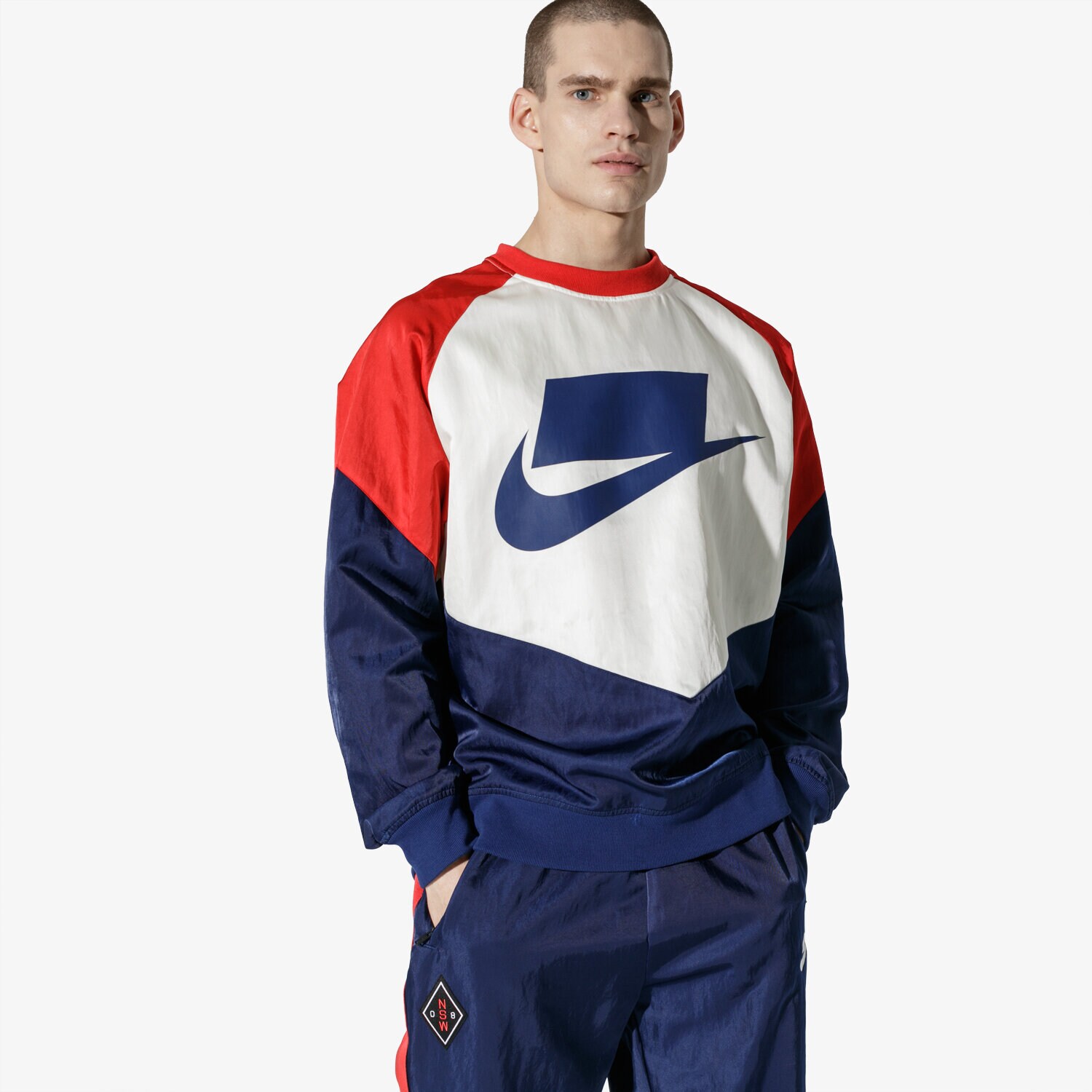 pánská mikina NIKE MIKINA M NSW NSP CREW WVN AR1642-492 VÍCEBAREVNÁ