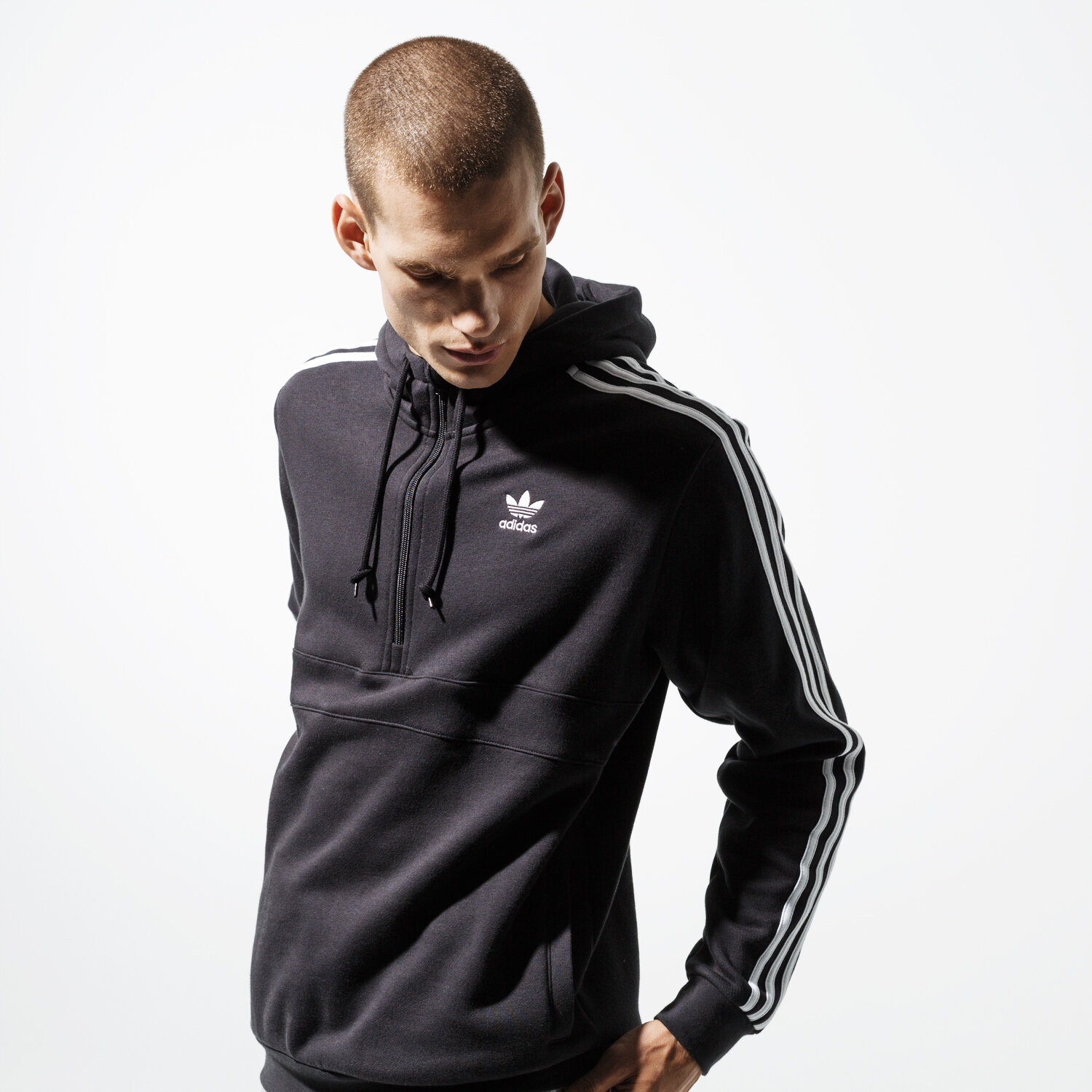 pánská mikina ADIDAS MIKINA 3-STRIPES HZ ED6050 ČERNÁ