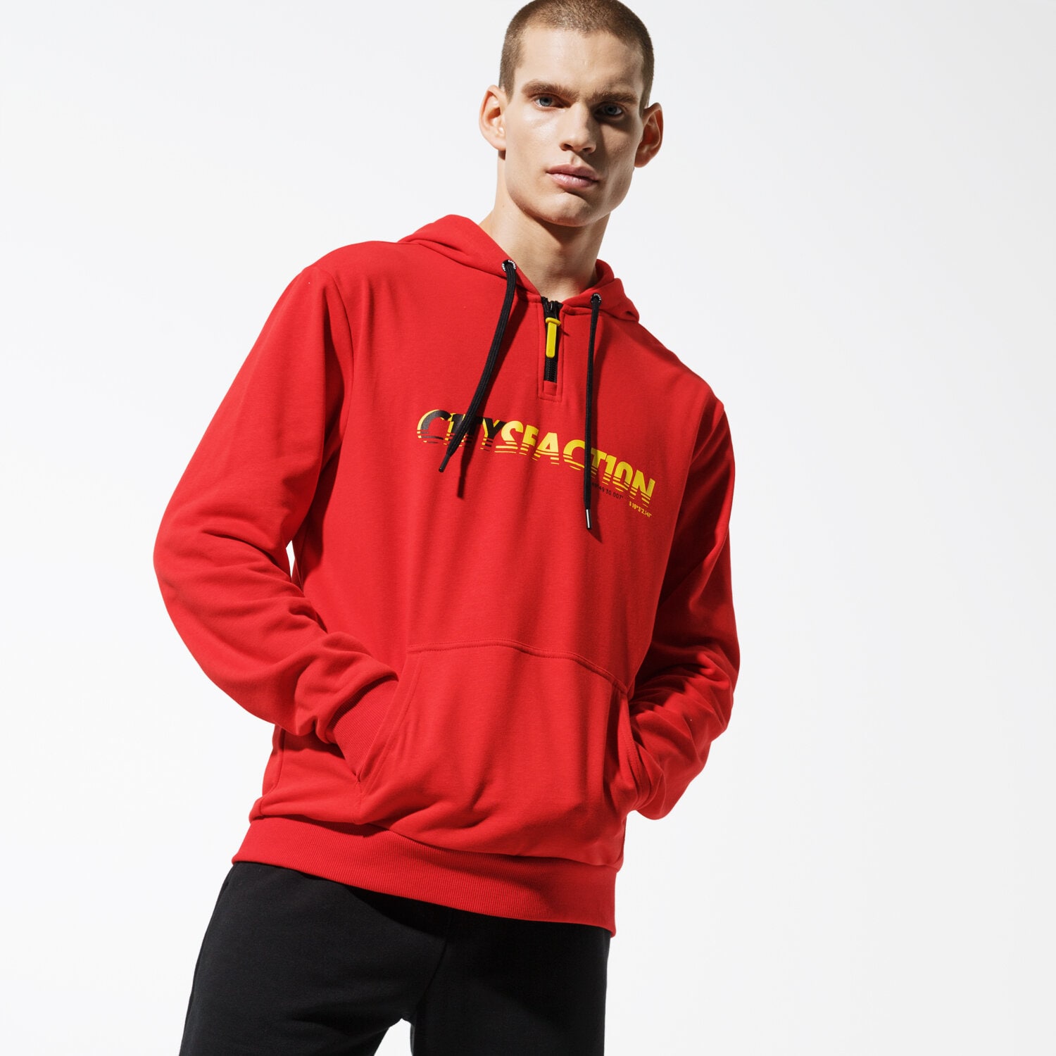 pánská mikina CONFRONT MIKINA S KAPUCÍ CITY RED HOODY  CF39BLM36002 ČERVENÁ