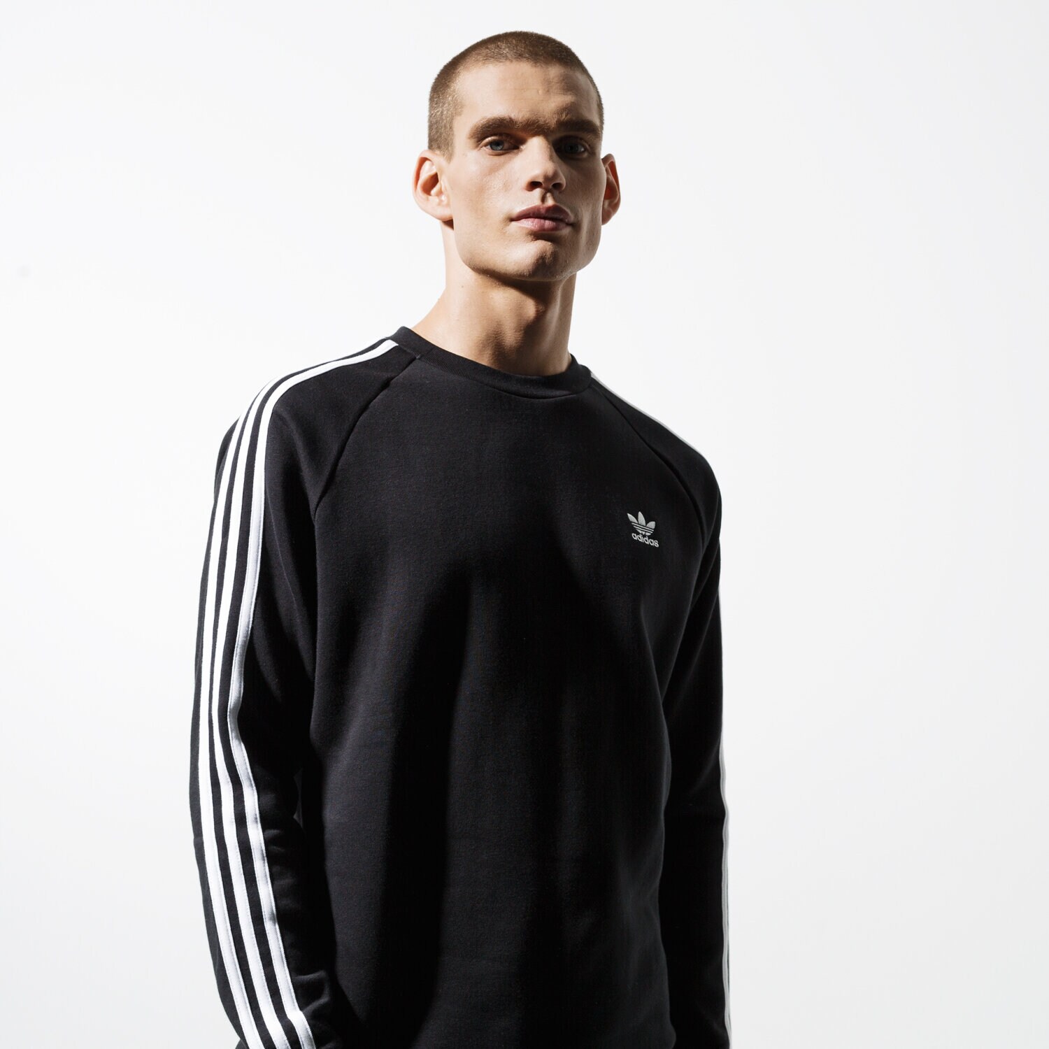 pánská mikina ADIDAS MIKINA 3-STRIPES CREW DV1555 ČERNÁ
