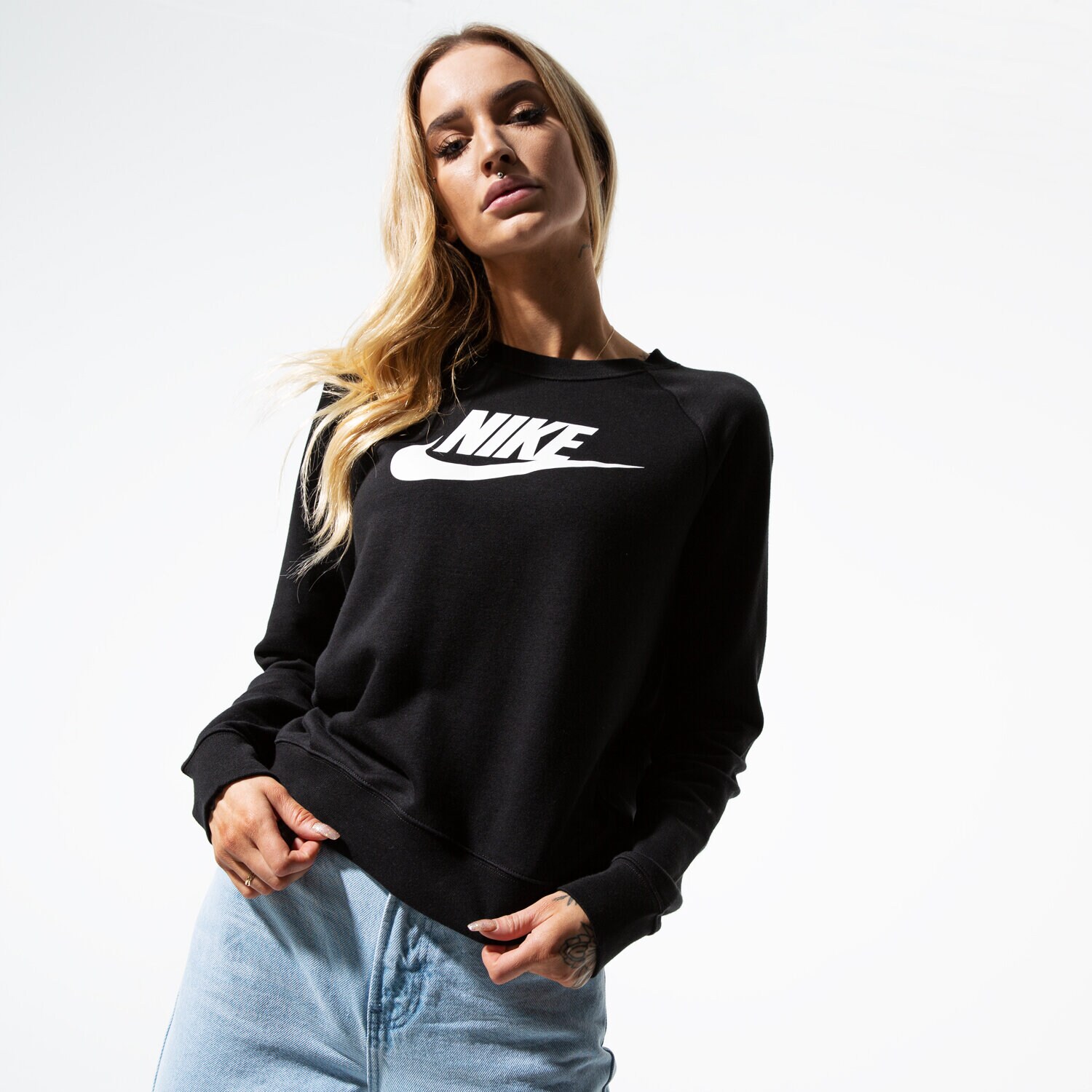 dámská mikina NIKE MIKINA W NSW ESSNTL CREW FLC HBR BV4112-010 ČERNÁ