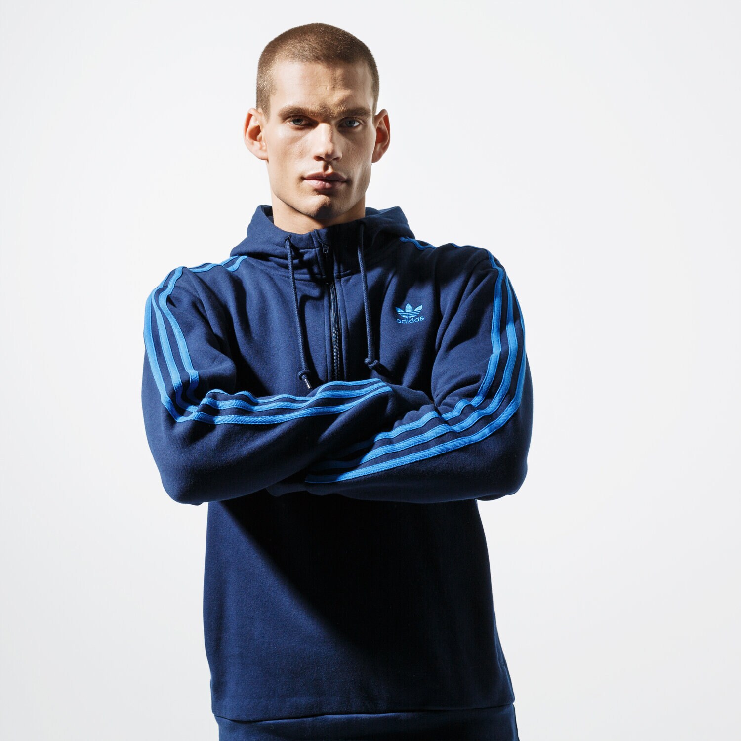 pánská mikina ADIDAS MIKINA 3-STRIPES HZ EK0255 TMAVOMODRÁ
