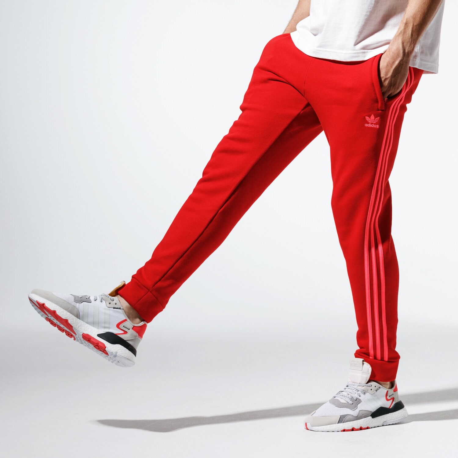 pánské kalhoty ADIDAS KALHOTY  3-STRIPES PANT EJ9694 ČERVENÁ
