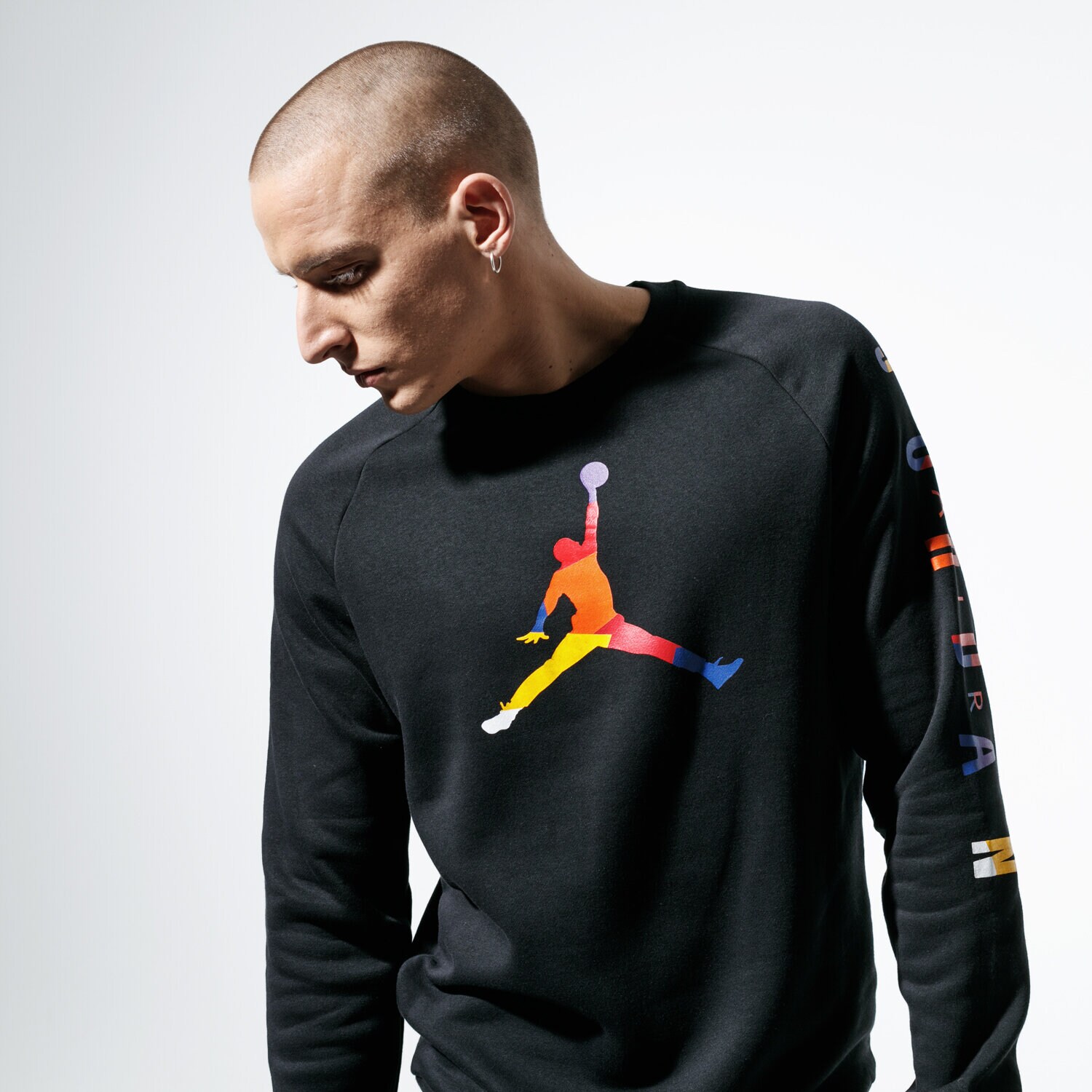 pánská mikina JORDAN MIKINA M J SPRT DNA HBR FLEECE CREW AV0044-010 ČERNÁ