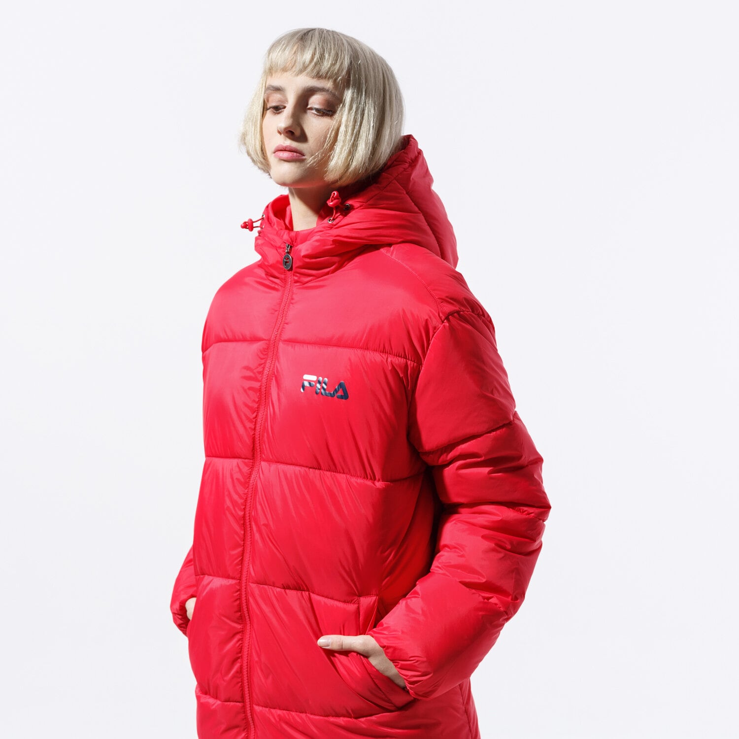 dámská zimní bunda FILA BUNDA BRONWEN PUFF HOOD JACKET 687219006 ČERVENÁ