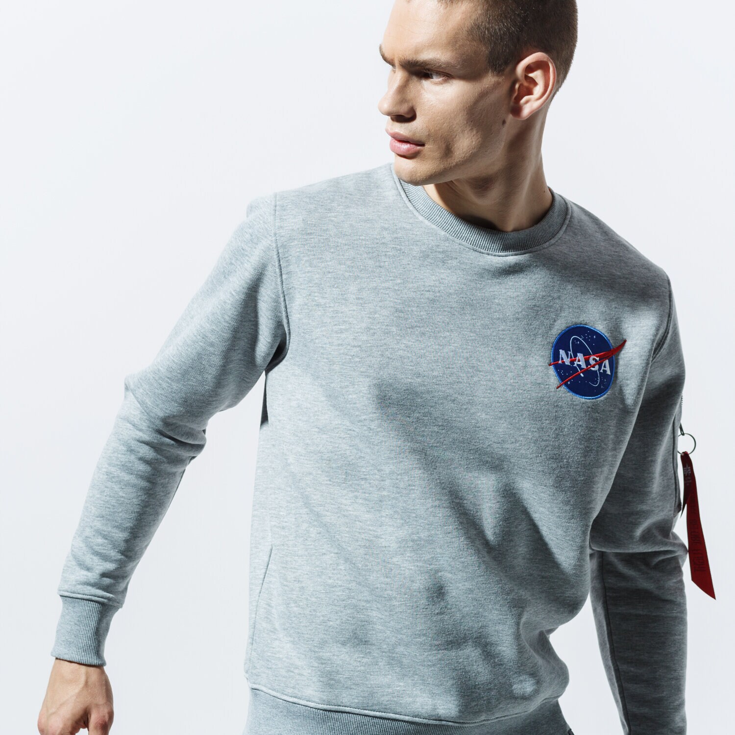 pánská mikina ALPHA INDUSTRIES MIKINA SPACE SHUTTLE SWEATER 178307-17 ŠEDÁ