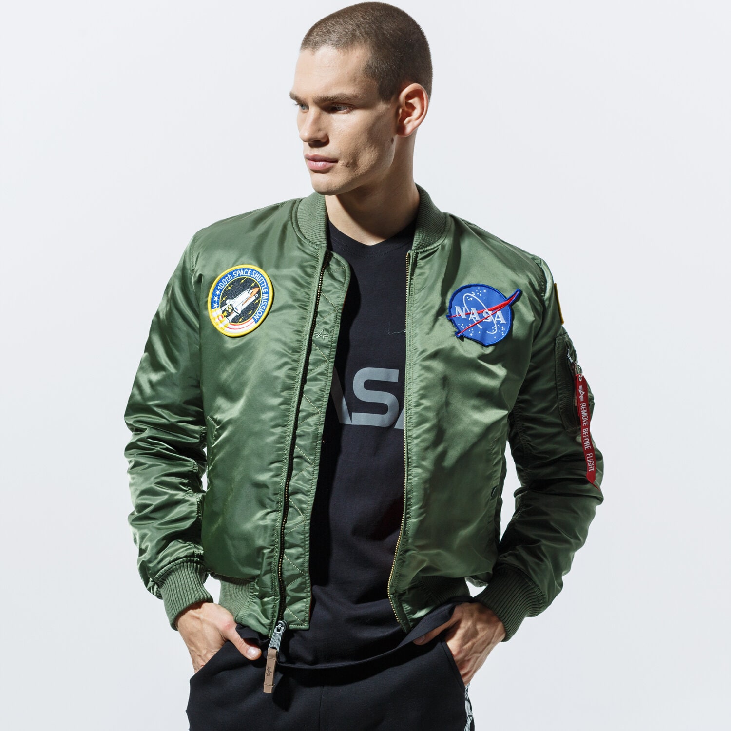 pánská zimní bunda ALPHA INDUSTRIES BUNDA ZIMNÍ MA-1 VF NASA 16610701 ZELENÁ