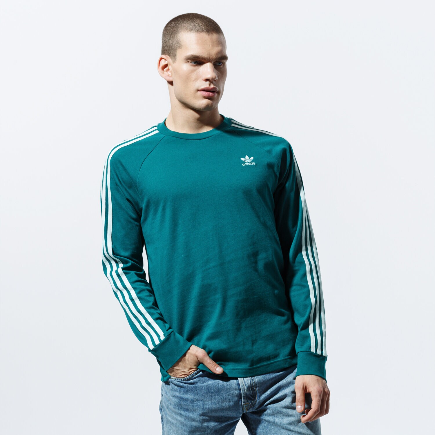 pánské tričko ADIDAS TRIČKO LS 3-STRIPES LS T EK0257 ZELENÁ