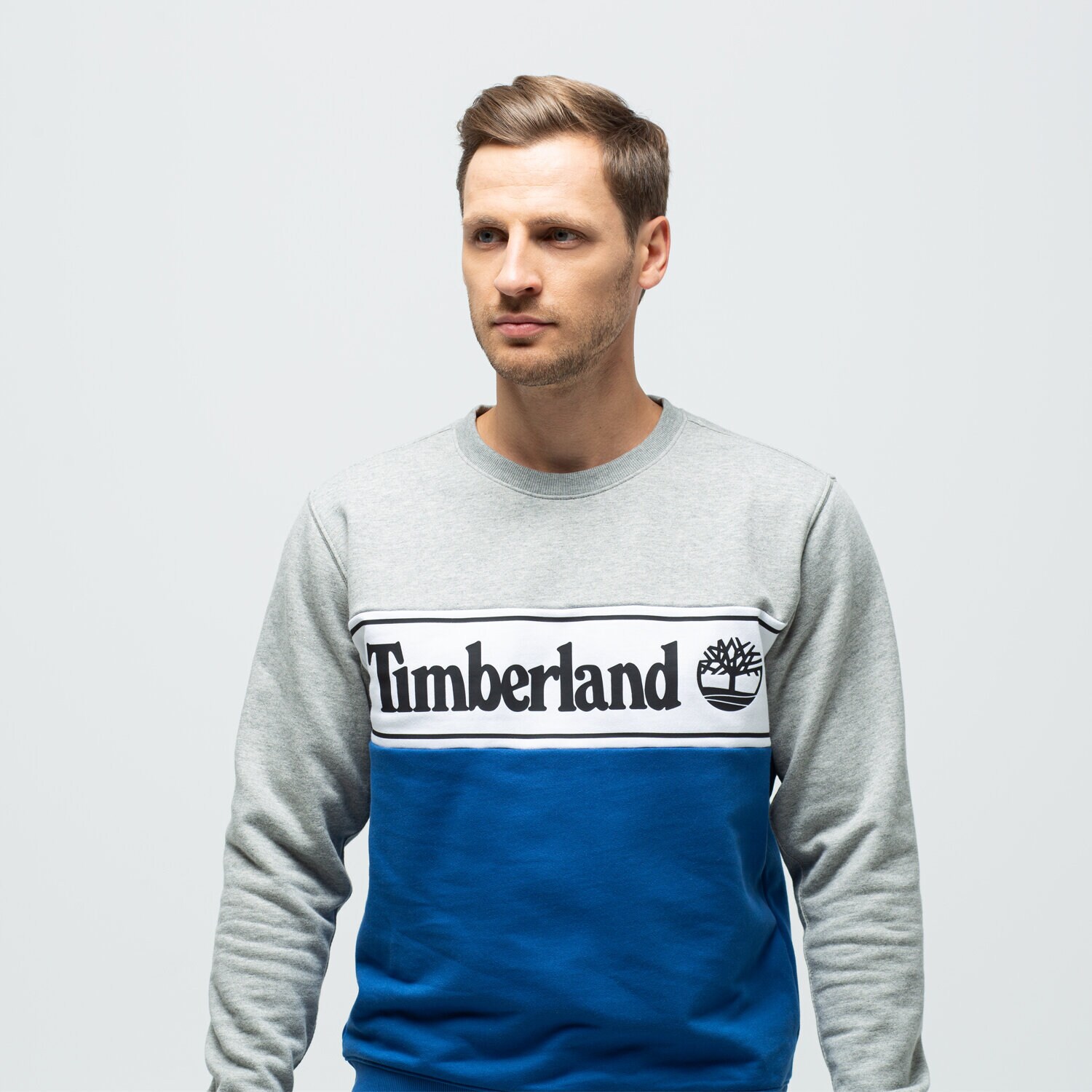 pánská mikina TIMBERLAND MIKINA CUT & SEW LINEAL LOGO SWEATSHIRT TB0A1O9UX361 ŠEDÁ