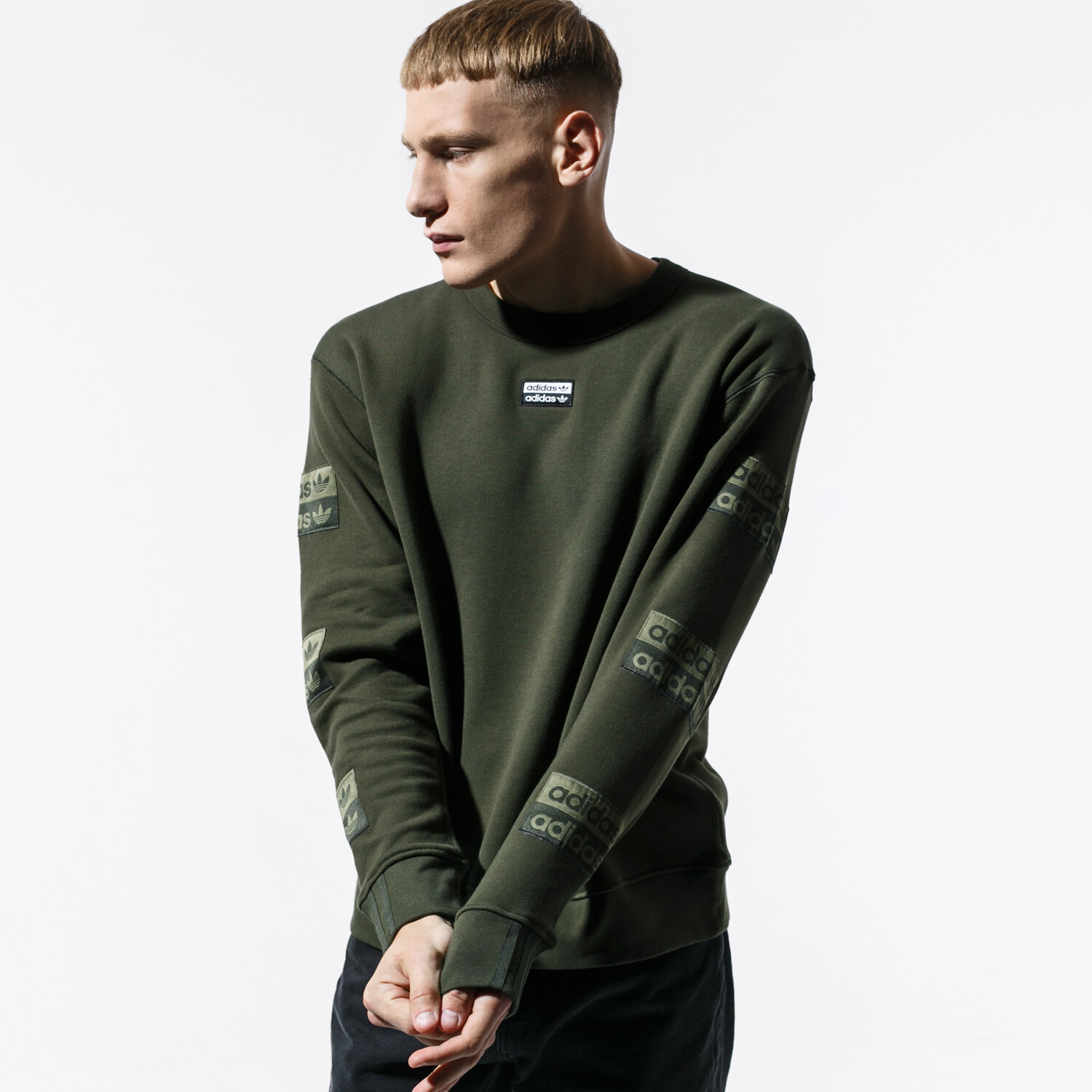 pánská mikina ADIDAS MIKINA VOCAL D CREW ED7203 KHAKI