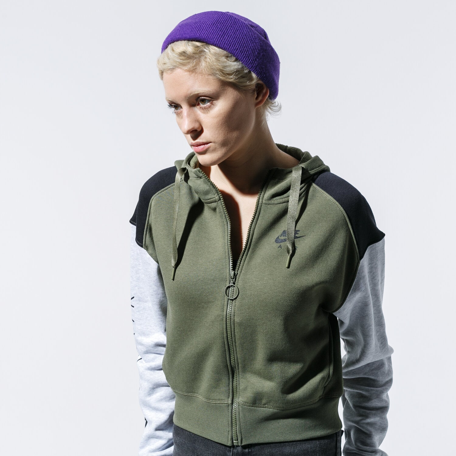 dámská mikina NIKE MIKINA W NSW AIR HOODIE FZ BB BV4771-222 KHAKI