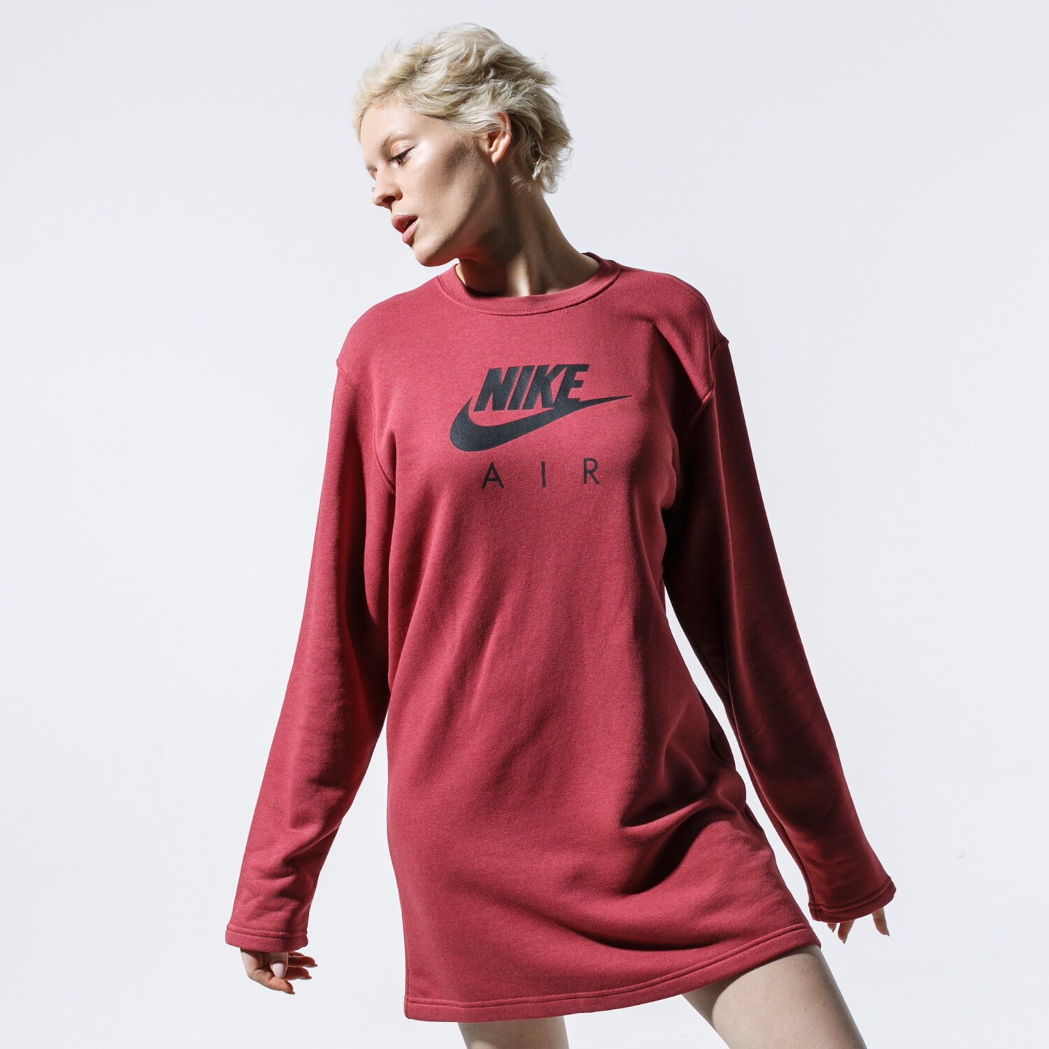 dámská mikina NIKE MIKINA W NSW AIR CREW DRESS BB FLC BV5134-661 BORDOVÁ