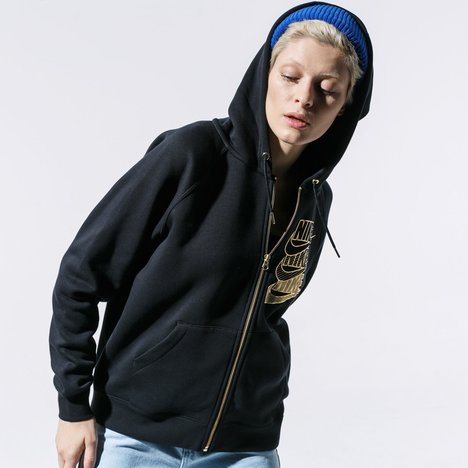 dámská mikina NIKE MIKINA S KAPUCÍ W NSW HOODIE FZ BB SHINE BV4988-010 ČERNÁ