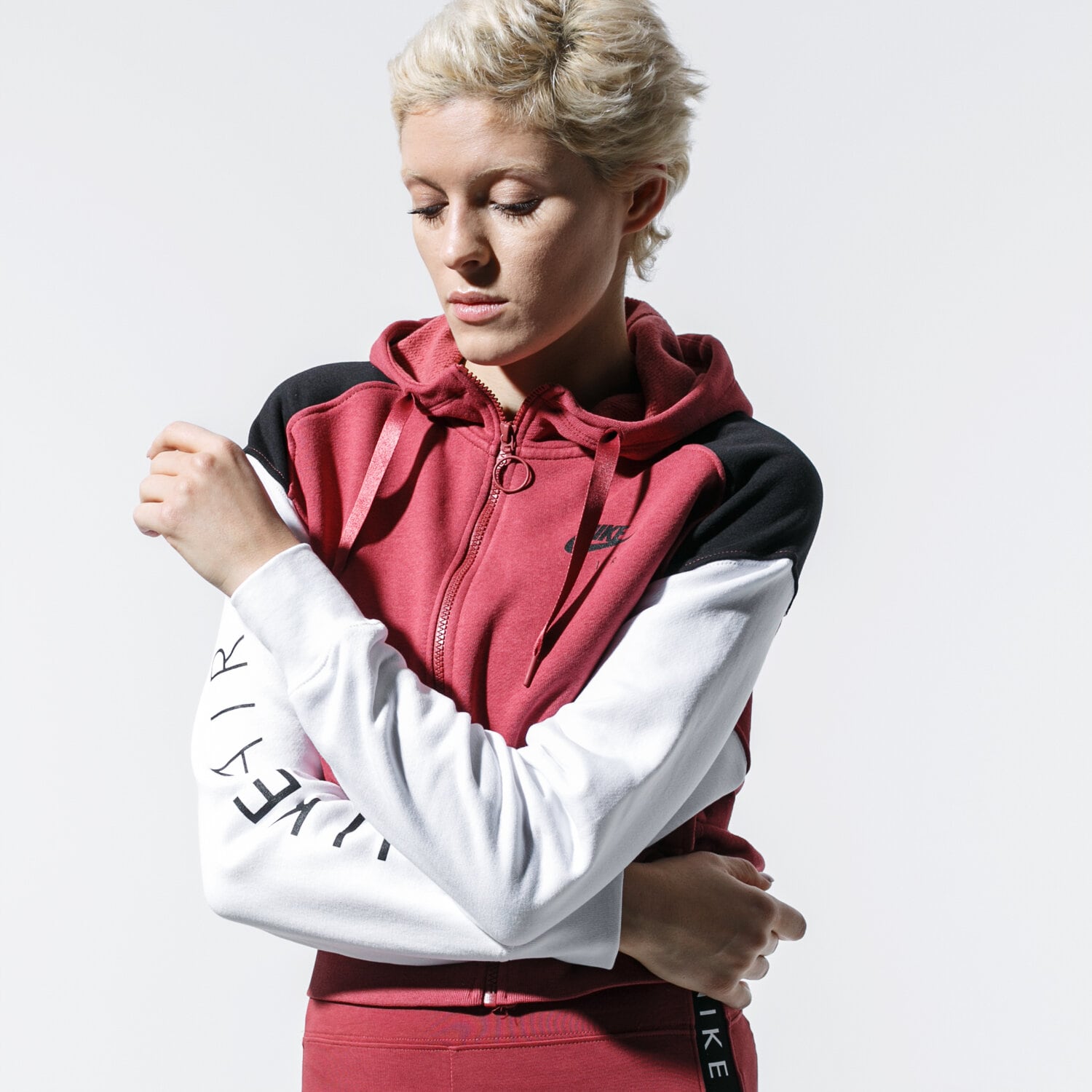 dámská mikina NIKE MIKINA S KAPUCÍ W NSW AIR HOODIE FZ BB BV4771-661 BORDOVÁ