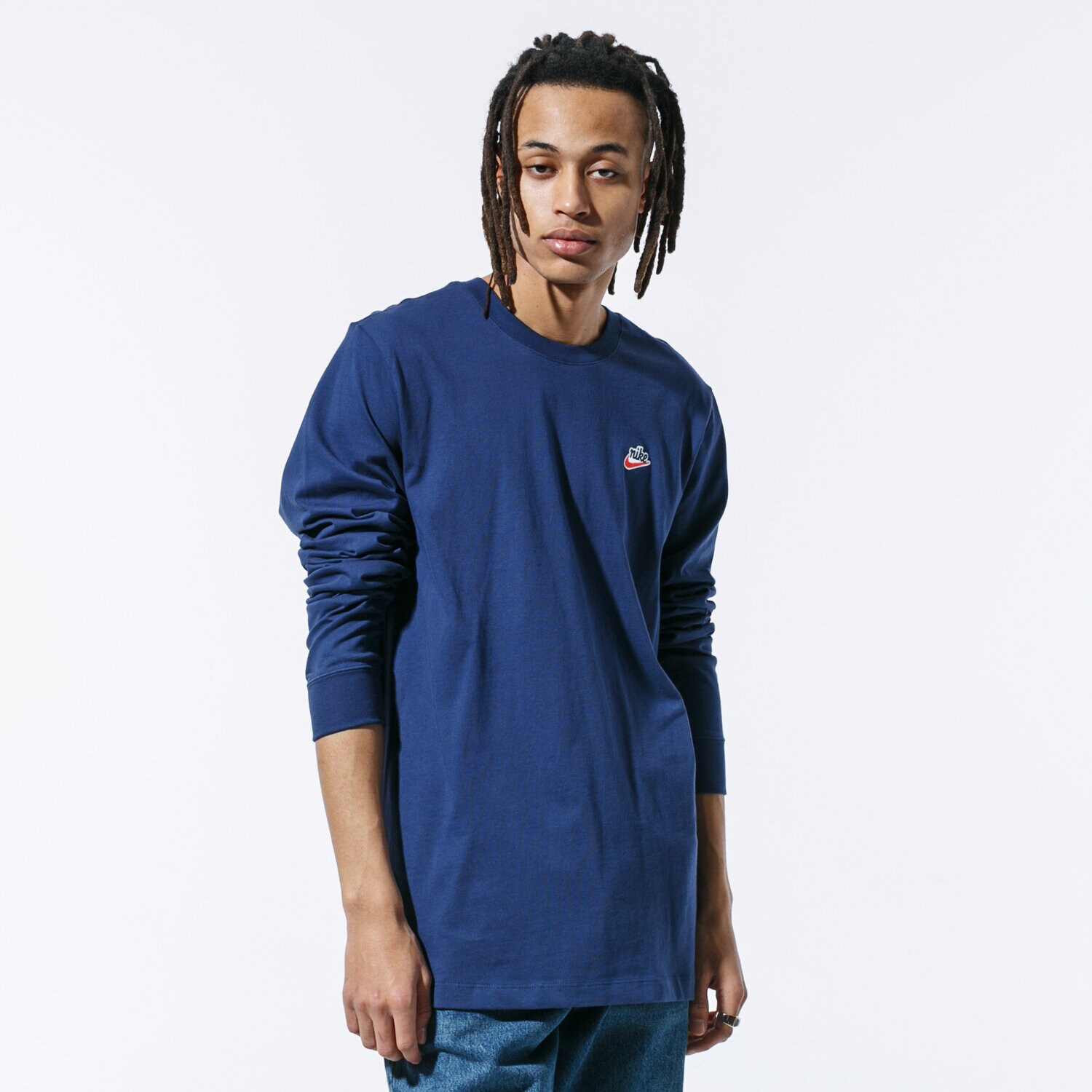pánské tričko NIKE TRIČKO M NSW LS HERITAGE+ TEE CJ8438-410 TMAVOMODRÁ