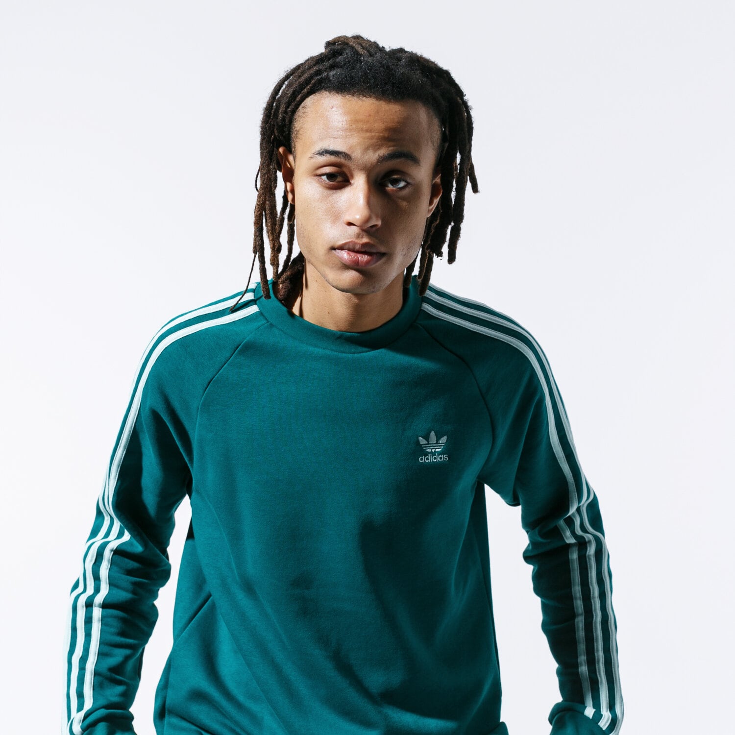 pánská mikina ADIDAS MIKINA 3-STRIPES CREW EJ9692 ZELENÁ